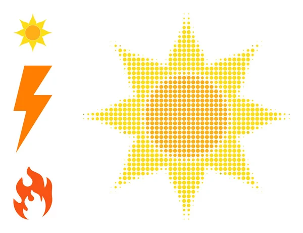 Halftone Dot Vector Sun Icon — Stock Vector