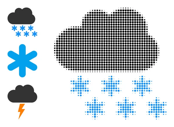 Vector de punto de medio tono Snow Cloud Icono — Vector de stock