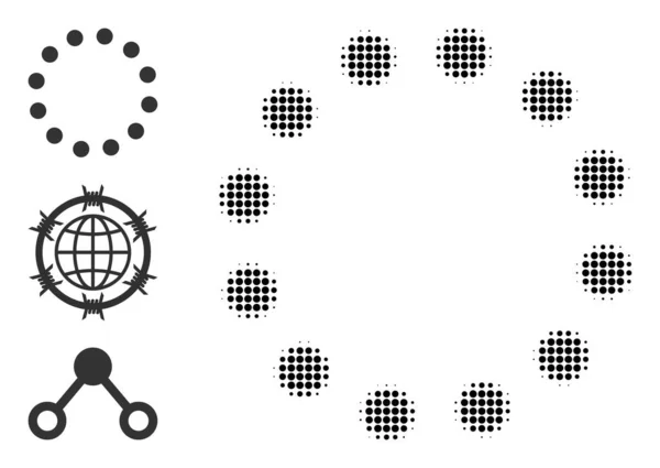 Icono del perímetro del círculo punteado vectorial de punto de medio tono — Vector de stock