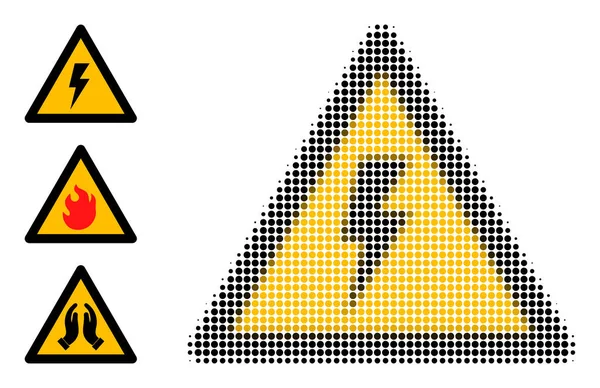 Halftone Dot Vector Electric Strike Ostrzeżenie Ikona — Wektor stockowy