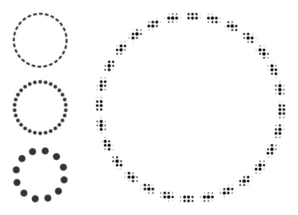 Halftone Dot Vector Dashed Circle Area Icoon — Stockvector