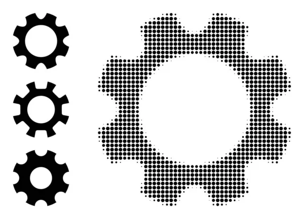 Halftone Dotted Vector Gearwheel Icon — Stockvektor