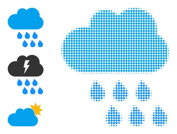 Icono de Nube de Lluvia Vector punteado de medio tono — Vector de stock