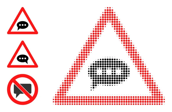 Halftone Dotted Vector Chat Message Danger Icon — Stock Vector