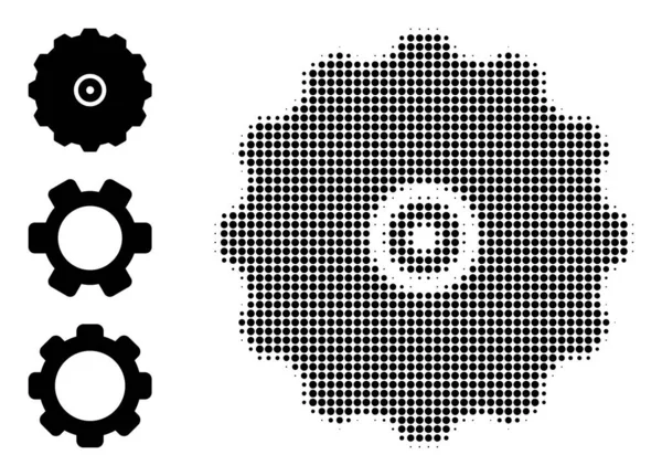 Halftone Dotted Vector Gearwheel Icon — Stock Vector
