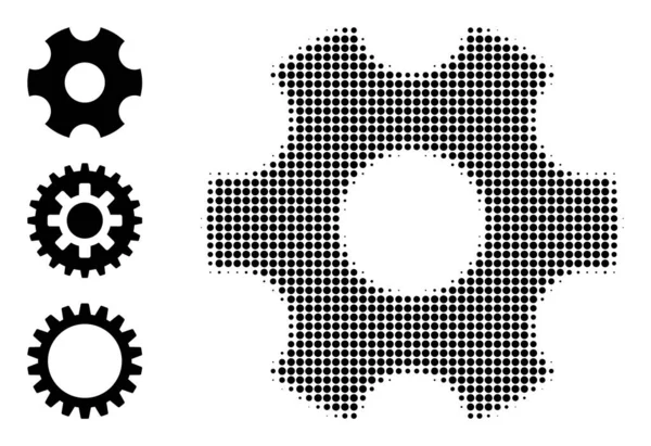 Halftone Dot Vector Gearwheel Icono — Archivo Imágenes Vectoriales
