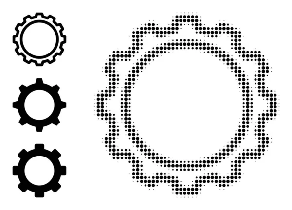 Icono de engranaje de contorno vectorial de punto de medio tono — Archivo Imágenes Vectoriales
