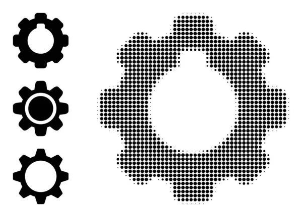 Halftone Vector punteado Cogwheel Icono — Archivo Imágenes Vectoriales