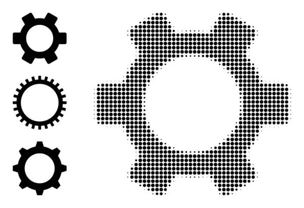 Halftone Dotted Vector Gear Icon — Stock Vector