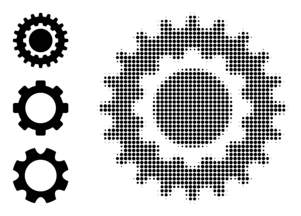 Icône de roue dentée de vecteur de point de demi-ton — Image vectorielle