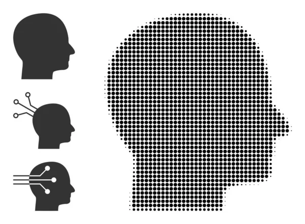 Icono de cabeza humana vectorial de punto medio tono — Archivo Imágenes Vectoriales