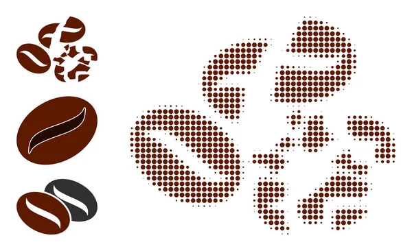 Halftone Dot Vector Coffee Bean Crush Symbol — Stockvektor