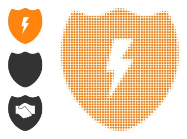 Yarı Tonlu Noktalı Vektör Elektrik Kalkanı Simgesi