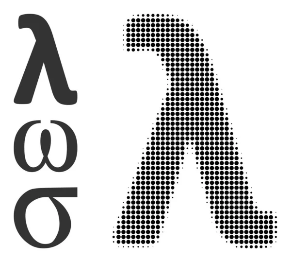 Halftone Dot Vector Lambda griechisches Kleinbuchstabensymbol — Stockvektor