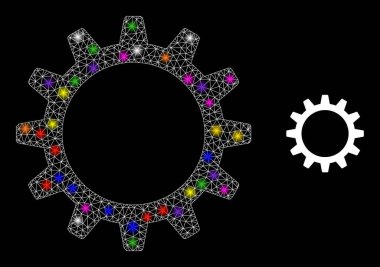 Parlak Ağ Çarkı Simgesi Renkli Işıkbenekleri