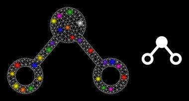 Flare Net Bağlantıları Simgesi ile Parlak Renkli Işıklar