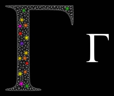 Parlak Ağ Gama Yunan Harf Simgesi Parlak Işıklı Simge