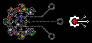 Parlak Ağ Virüsü Mühendislik Simgesi Parlak Renkli Işıklar