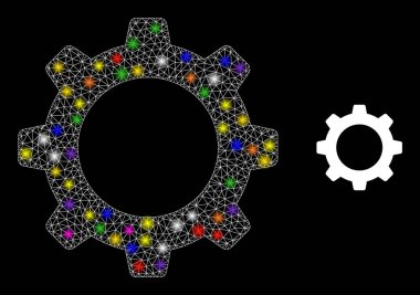 Takımyıldızı Renkli Işıkbenekleri olan Parlak Ağ Çarkı Simgesi Simgesi