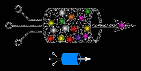 Icono de integración VPN de red brillante con puntos de luz de color de constelación — Archivo Imágenes Vectoriales