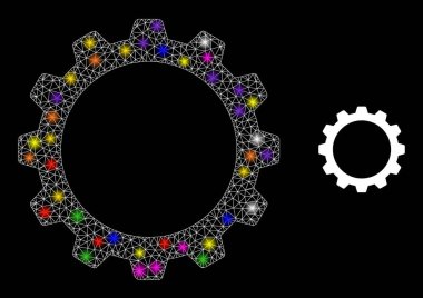 Takımyıldızı Renkli Işıkbenekleri olan Parlayan Ağ Çarkı Simgesi Simgesi