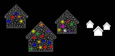 Parlak Net Köy Evleri Parlak Işıklı Simge Simgesi