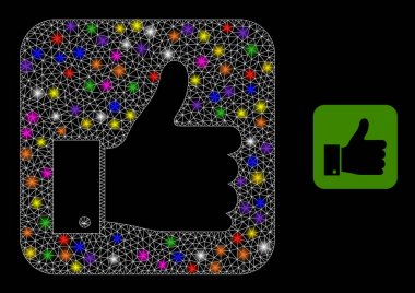 Takımyıldızı Renkli Işıklı Parlayan Net Başparmak Simgesi Pozitif Simgesi