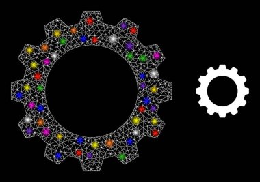 Parlak Ağ Çarklı Parlak Renkli Işık Lekeleri Simgesi