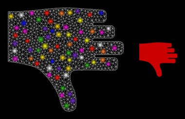 Fişek Ağı Başparmak Aşağı Simgesi Parlak Işık Noktalarıyla