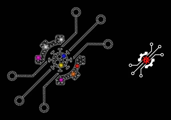 Icono del virus artificial de la llamarada con manchas de luz de color constelación — Archivo Imágenes Vectoriales