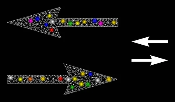Icono de Flechas de Volteo Neto Brillante con Manchas de Luz de Color Deslumbrante — Archivo Imágenes Vectoriales
