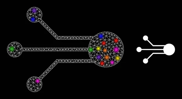 Flare Mesh Sensor Links Icono con puntos de luz de colores brillantes — Archivo Imágenes Vectoriales