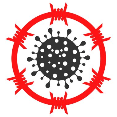Dikenli Coronavirus Bölgesi Raster Simgesi Düz Çizim
