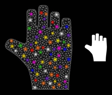 Parlak Ağ Oy Veren El Simgesi Takımyıldızı Renkli Işıklar