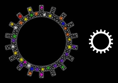 Takımyıldızı Renkli Işıkbenekleriyle Parlayan Ağ Gear Simgesi