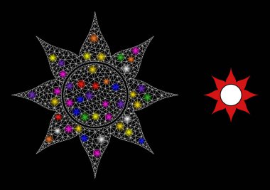 Parlak Renk Işıklı Parlak Izgara Siyah Güneş Simgesi