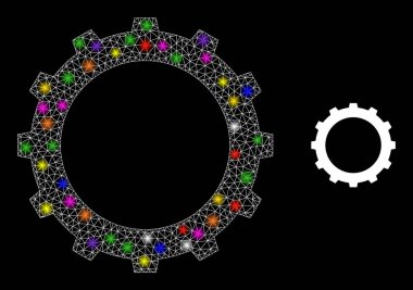 Takımyıldızı Renkli Işıklı Parlak Ağ Gear Simgesi