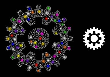 Parlak Renkli Işıklı Parlak Ağ Tekerlek Simgesi