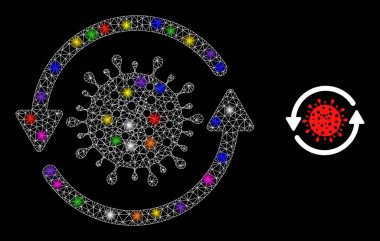 Parlak Ağ Coronavirüs Güncelleme Simgesi Takımyıldızı Renk Işıkları ile Simge