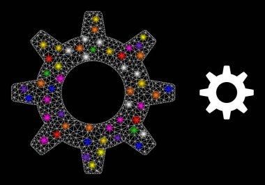 Parlak Renkli Işıklı Parlak Ağ Çarkı Simgesi