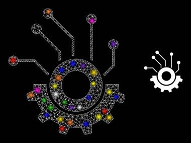 Parlak Ağ Gear Elektronik Simgesi Parlak Renkli Işıklar