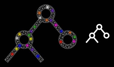 Parlayan Net İkili Bağlantı Simgesi Takımyıldızı Renkli Işık Noktaları ile