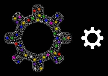 Takımyıldızı Renkli Işıkbenekleri olan Parlak Ağ Cog Simgesi
