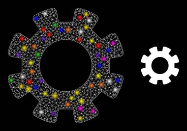 Parlak Ağ Dişli Simgesi ile Parlak Renk Işıklandırması