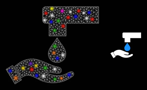 Icono de lavado a mano de red de destellos con manchas de luz de color constelación — Archivo Imágenes Vectoriales