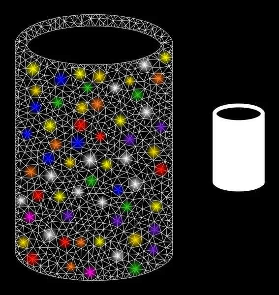Icono del cilindro de malla de llamarada con manchas de luz coloridas constelación — Archivo Imágenes Vectoriales