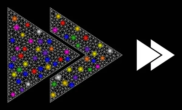 Red de destellos Icono de avance rápido con manchas de luz de color constelación — Archivo Imágenes Vectoriales