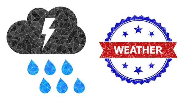 Sello bicolor con textura Sello con tormenta eléctrica Icono poligonal de baja polivinización — Vector de stock