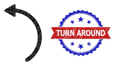 Çift Renkli Mühür Damgası Sol Çokgen Low-Poly Simgesi ile Döndürüldü