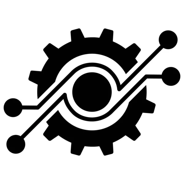 Gear Electronic Component Raster Icon Flat Illustration — Stock Photo, Image